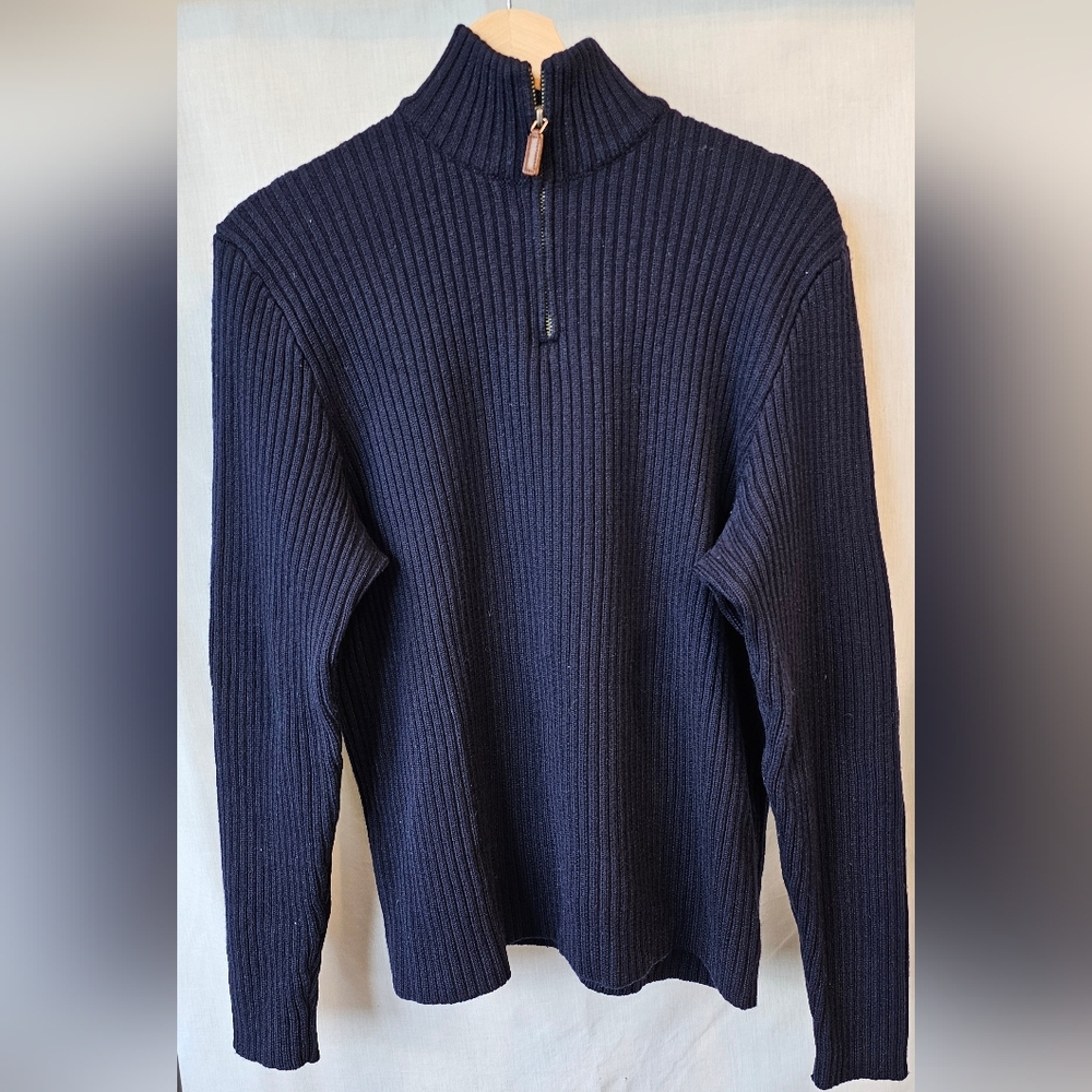 Navy Ribbed Half-Zip Sweater - Picture 2 of 4